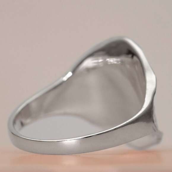 925 Sterling Silver Wide Leaf Ring, Statement Nature Jewelry, Size 6.25 - Picture 6 of 7
